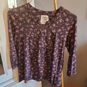 H&M Black Floral Blouse